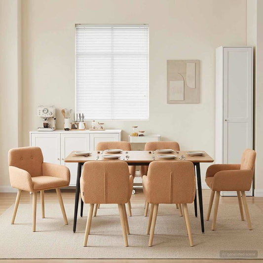 vidaXL Καρέκλες φαγητού 6 pcs Μπουκλέ Μπεζ 59 x 57 x 85 εκ.