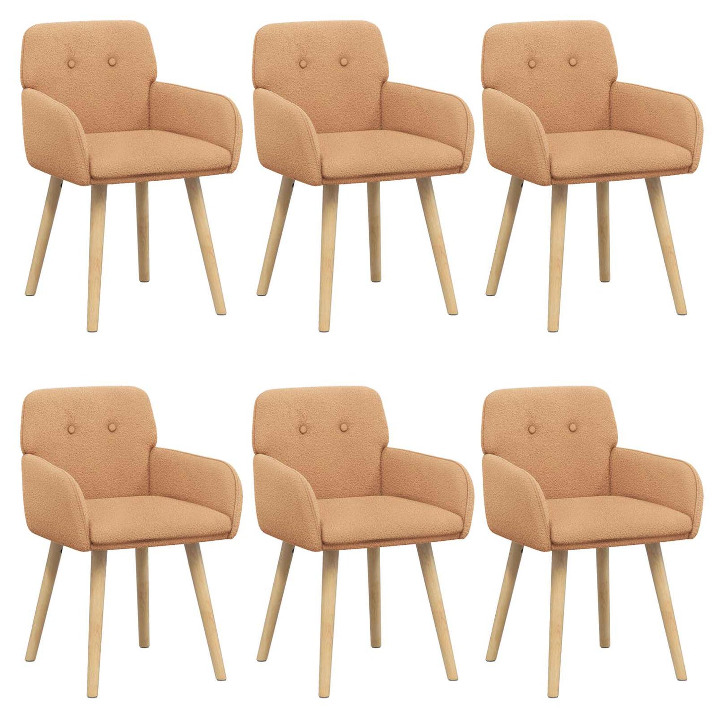 vidaXL Καρέκλες φαγητού 6 pcs Μπουκλέ Μπεζ 59 x 57 x 85 εκ.