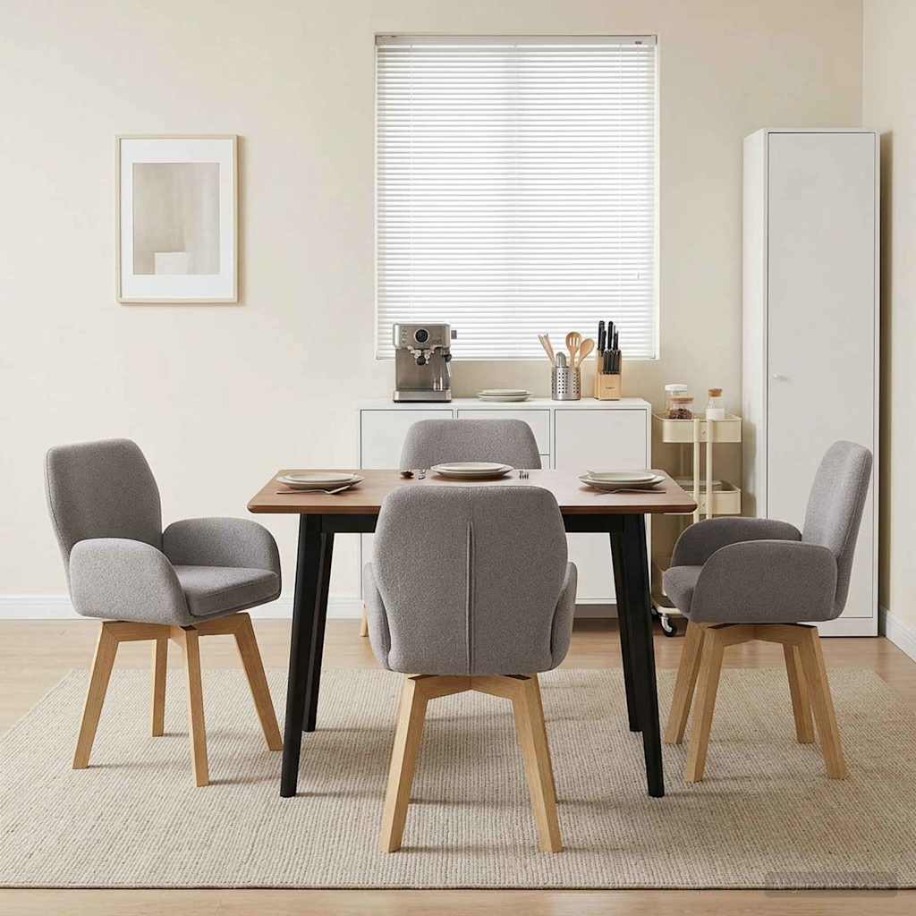 vidaXL Γυριστές καρέκλες φαγητού 4 pcs Μπουκλέ Ανοιχτό γκρι