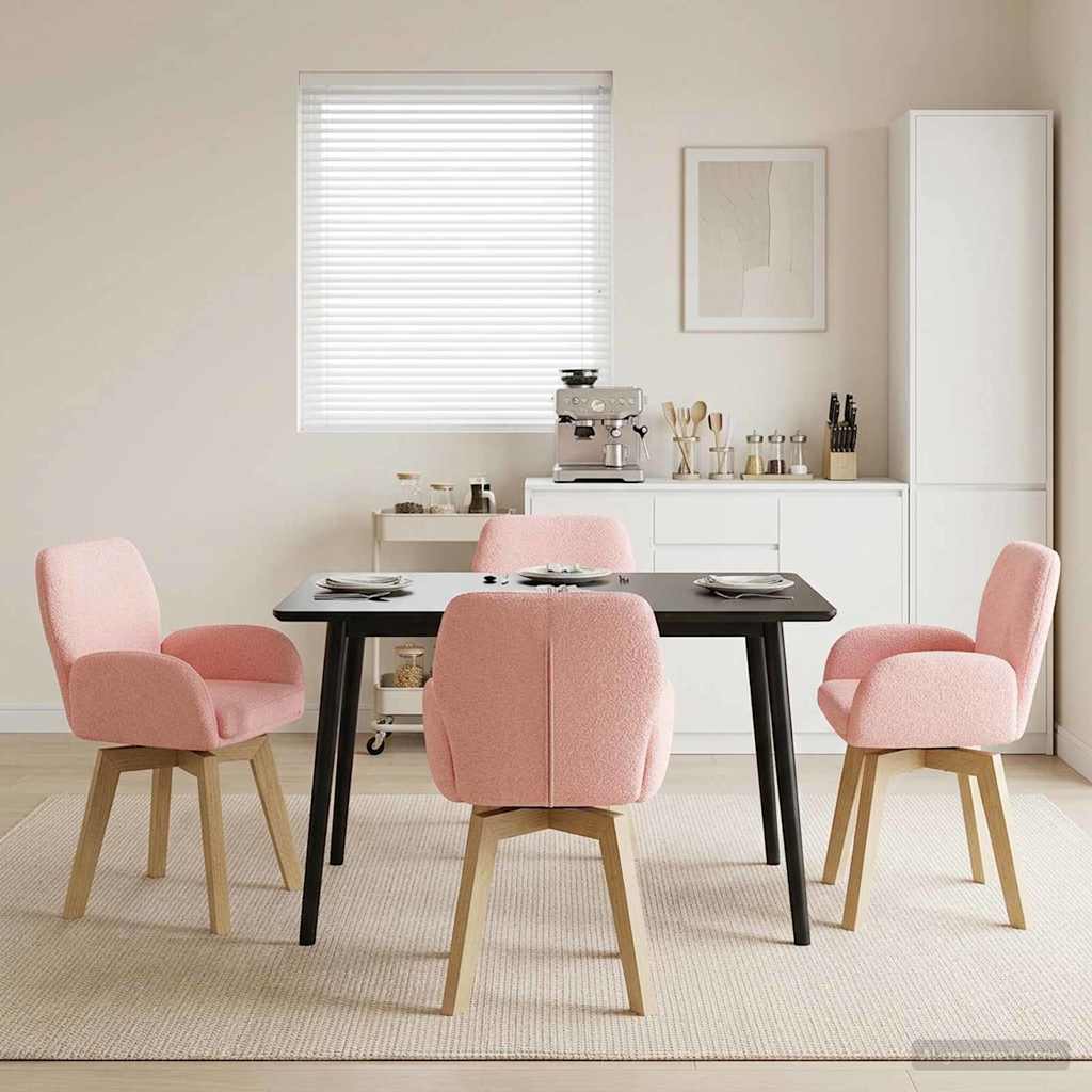 vidaXL Γυριστές καρέκλες φαγητού 4 pcs Μπουκλέ Ροζ 54 x 58 x 87 εκ.