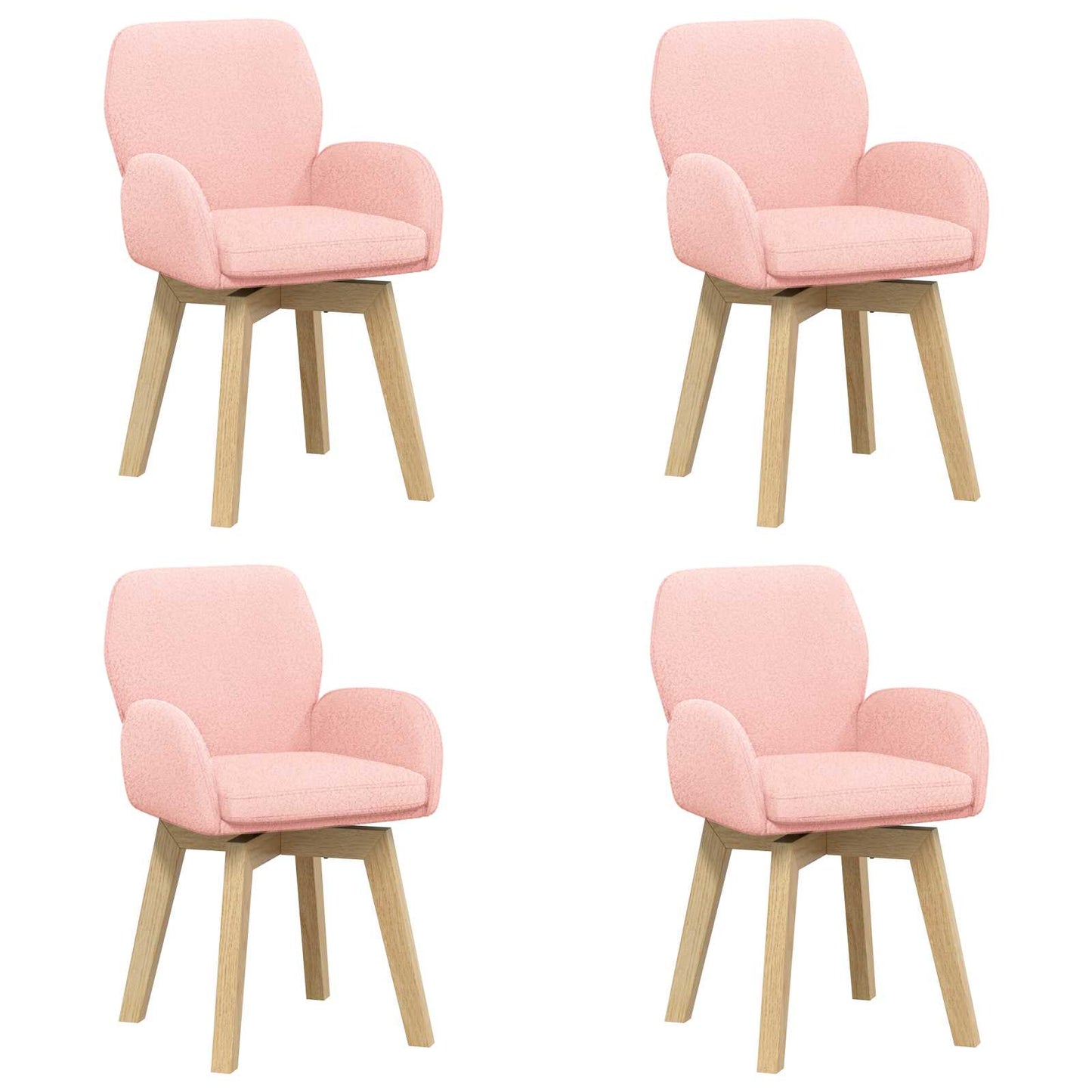 vidaXL Γυριστές καρέκλες φαγητού 4 pcs Μπουκλέ Ροζ 54 x 58 x 87 εκ.