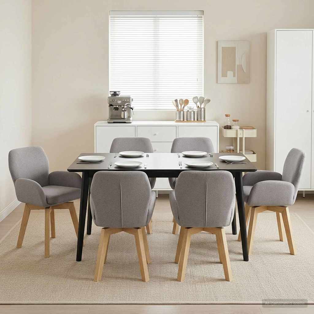 vidaXL Γυριστές καρέκλες φαγητού 6 pcs Μπουκλέ Ανοιχτό γκρι