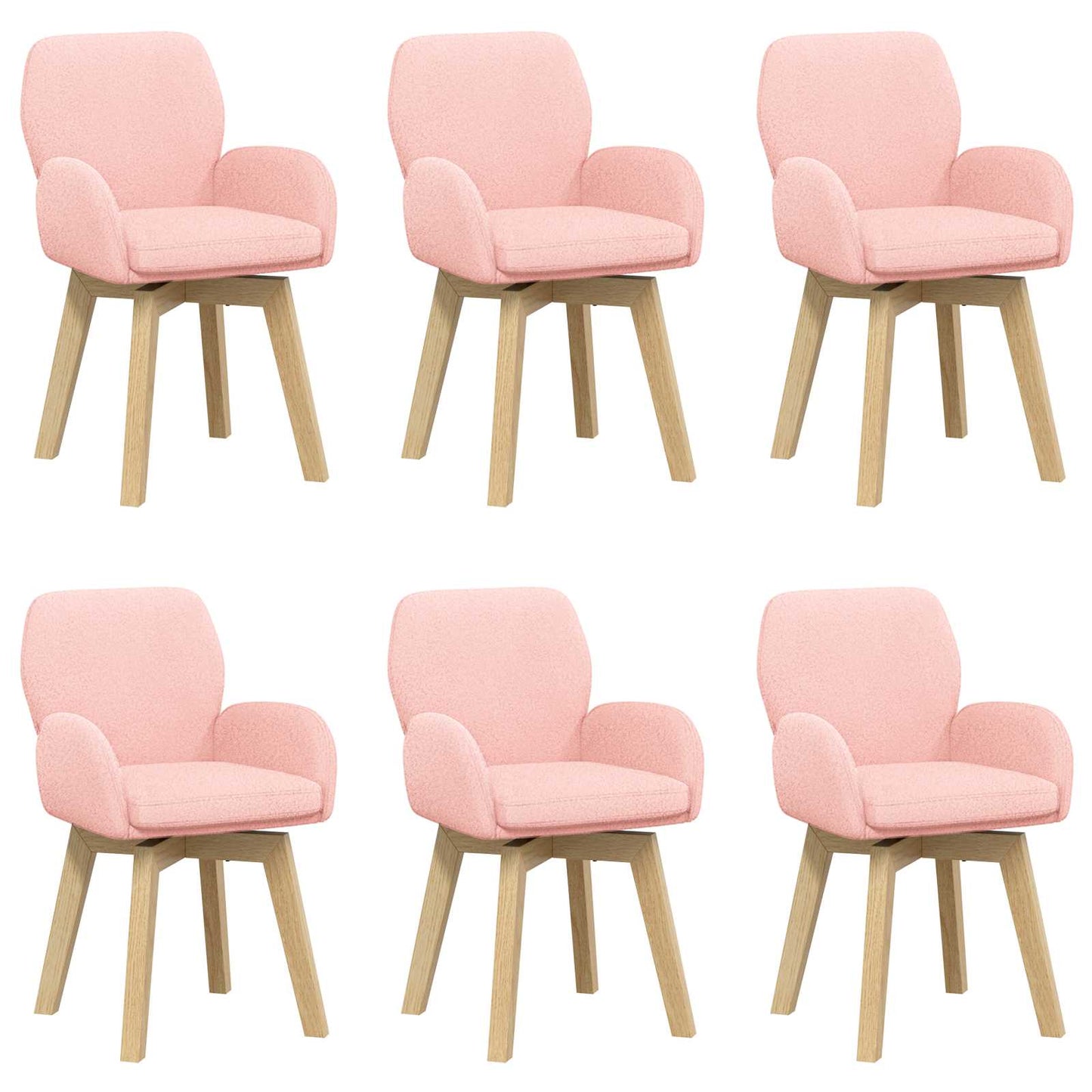 vidaXL Γυριστές καρέκλες φαγητού 6 pcs Μπουκλέ Ροζ 54 x 58 x 87 εκ.