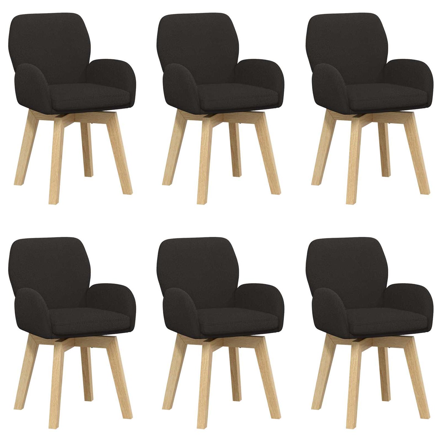 vidaXL Γυριστές καρέκλες φαγητού 6 pcs Μπουκλέ Μαύρο 54 x 58 x 87 εκ.