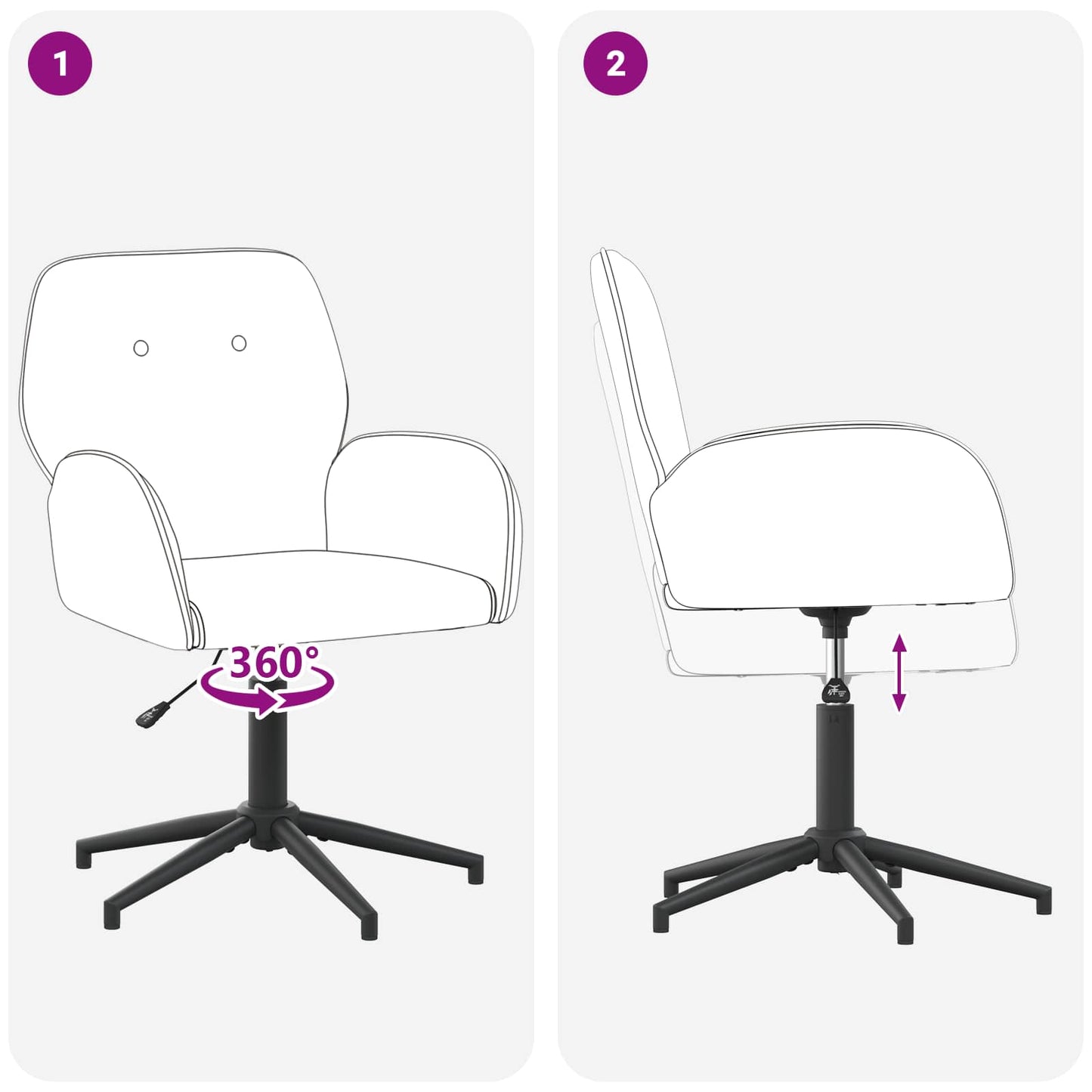 vidaXL Καρέκλες Γραφείου με Περιστροφή 2 τμχ. 54 x 55 x 90 εκ Βελούδο