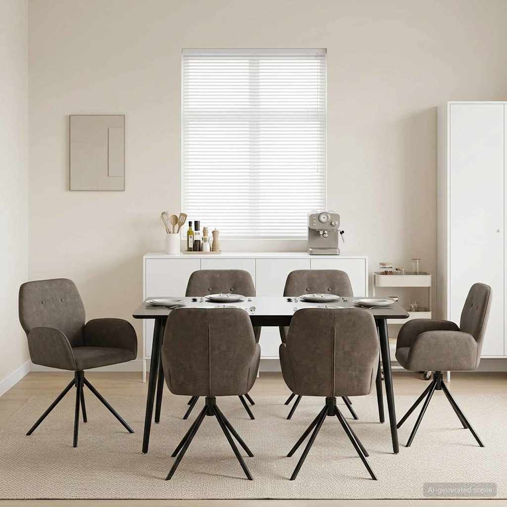 vidaXL Γυριστές καρέκλες φαγητού 6 pcs Φιλικό Δερμάτινο Σουέντ