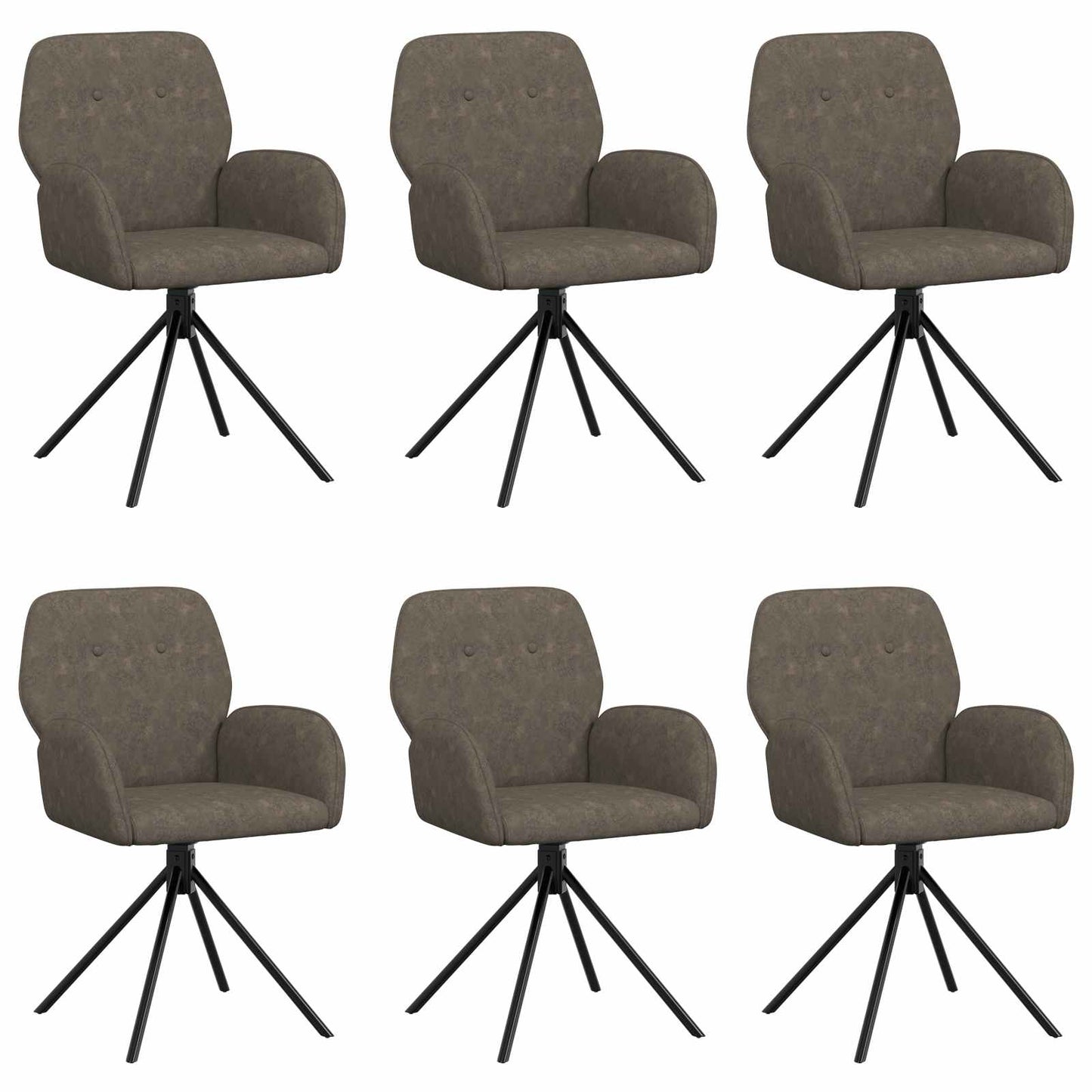 vidaXL Γυριστές καρέκλες φαγητού 6 pcs Φιλικό Δερμάτινο Σουέντ