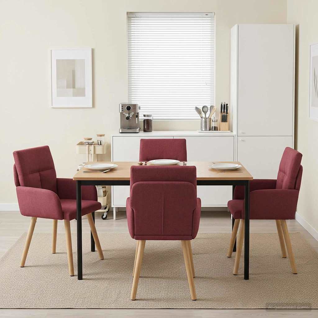 vidaXL Καρέκλες φαγητού 4 pcs Ύφασμα Κόκκινο 60 x 56 x 96 εκ