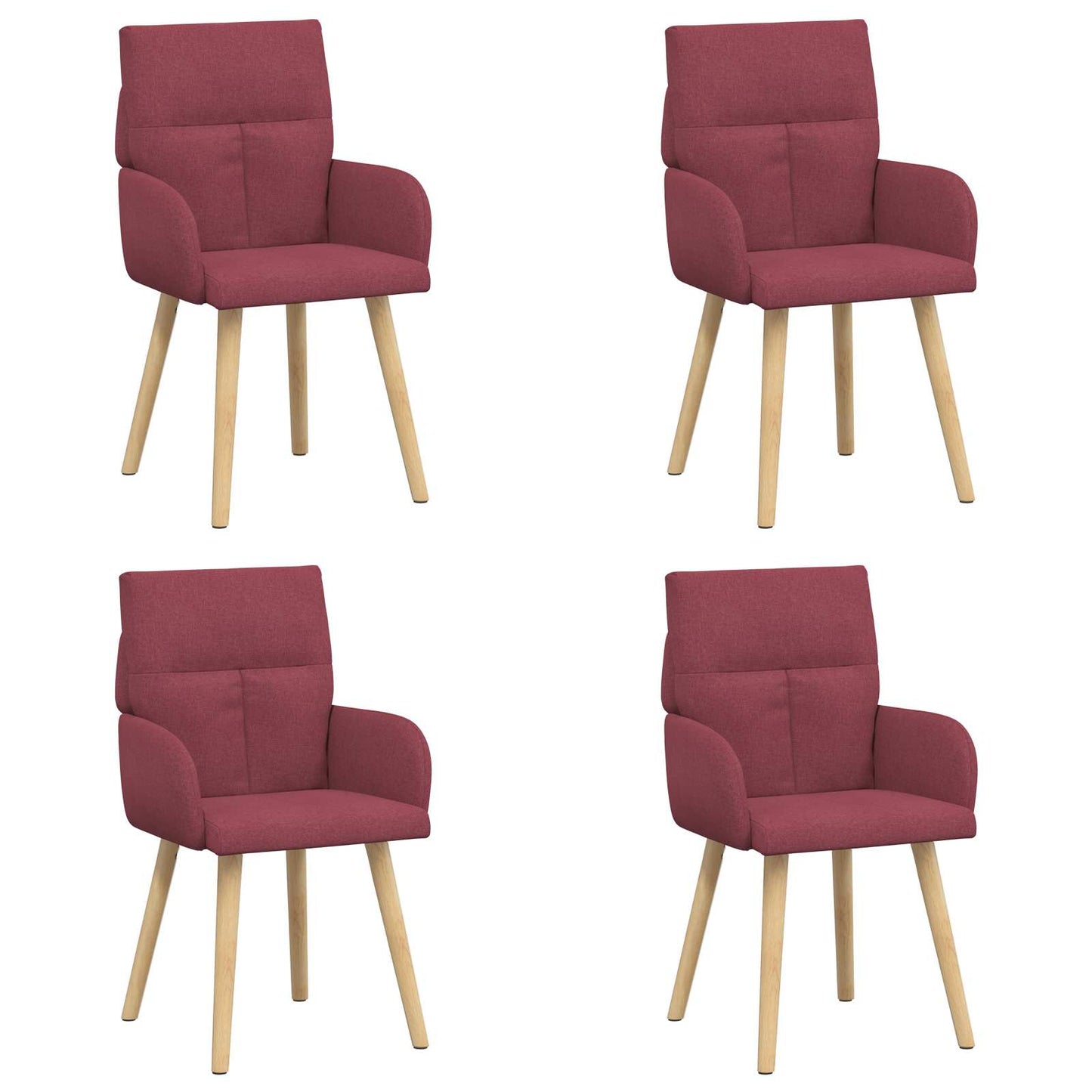 vidaXL Καρέκλες φαγητού 4 pcs Ύφασμα Κόκκινο 60 x 56 x 96 εκ