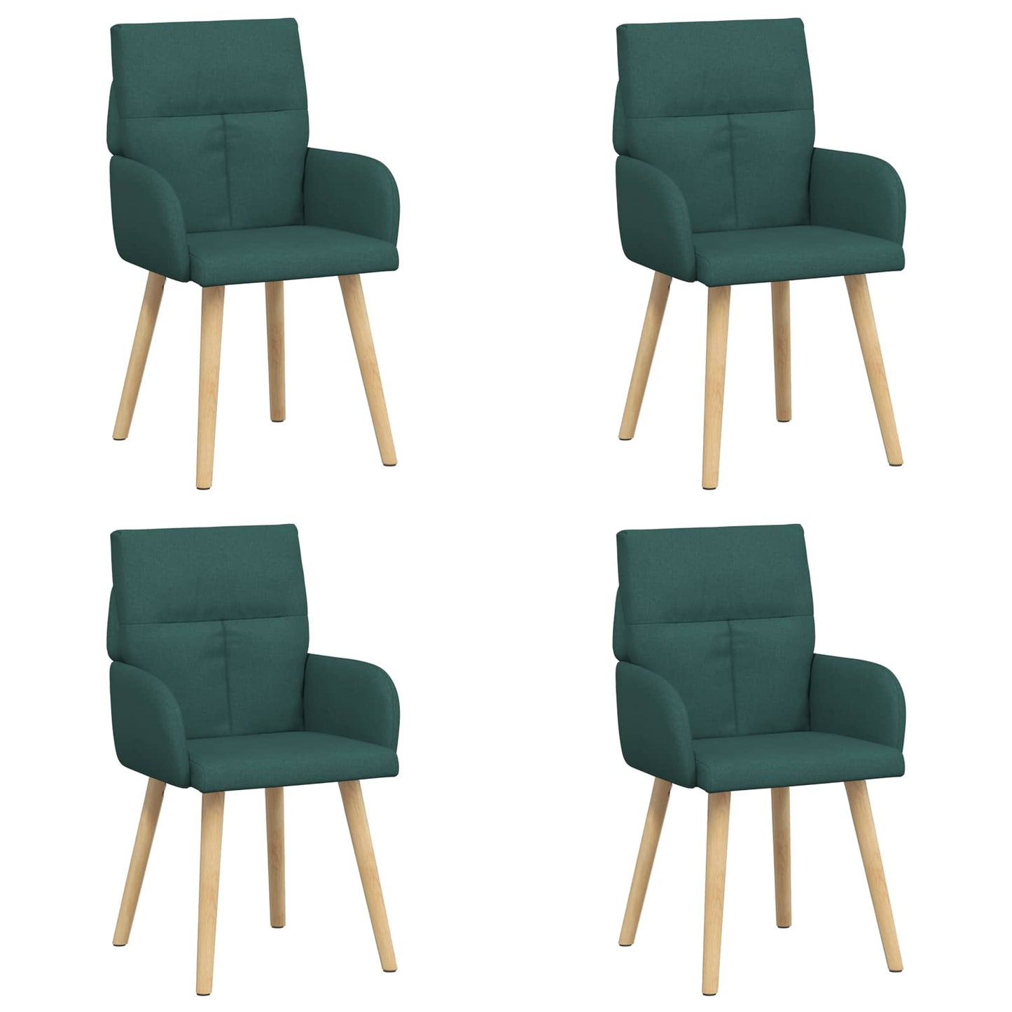 vidaXL Καρέκλες φαγητού 4 pcs Ύφασμα Σκούρο Πράσινο 60 x 56 x 96 εκ