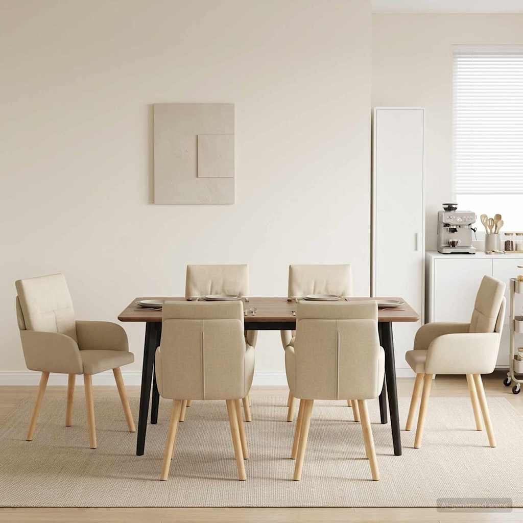 vidaXL Καρέκλες φαγητού 4 pcs Ύφασμα Κρεμ 60 x 56 x 96 εκ