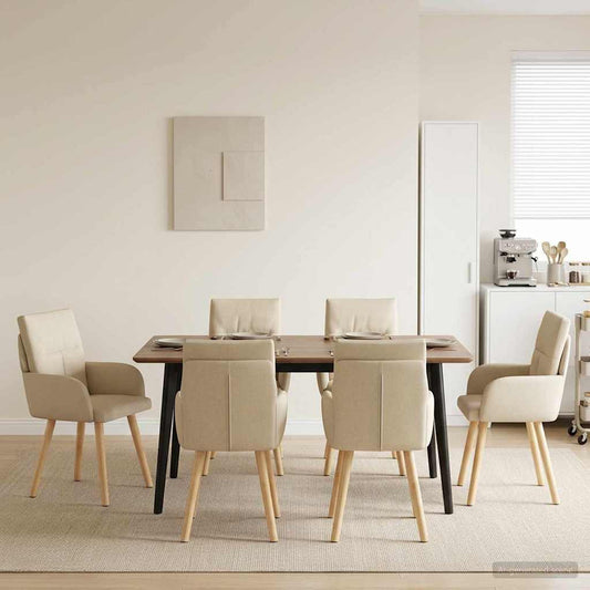 vidaXL Καρέκλες φαγητού 4 τμχ. Ύφασμα Κρεμ 60 x 56 x 93 cm