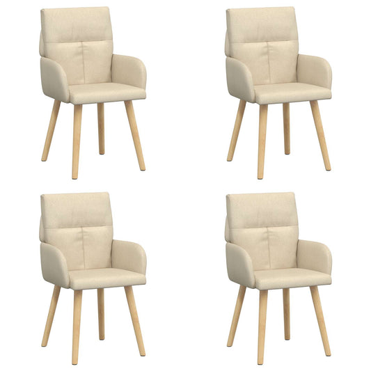vidaXL Καρέκλες φαγητού 4 τμχ. Ύφασμα Κρεμ 60 x 56 x 93 cm