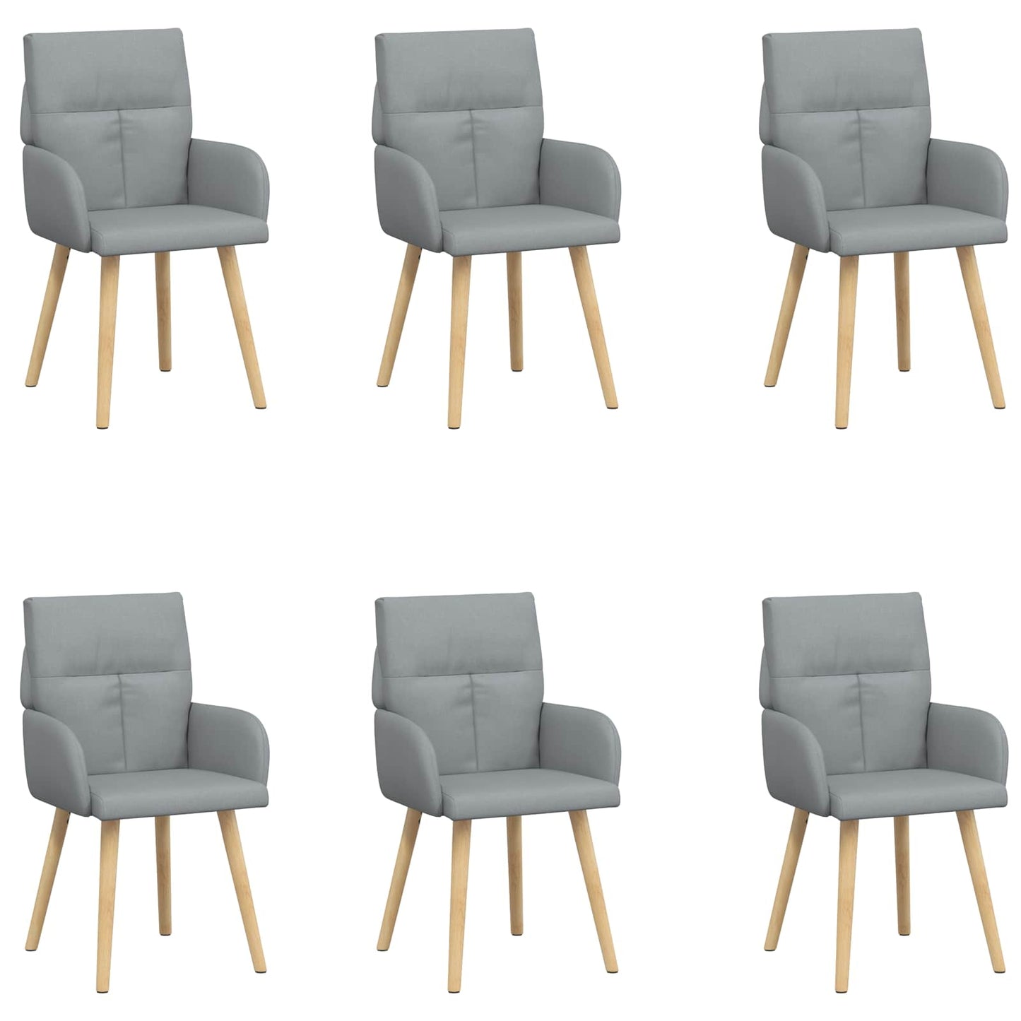 vidaXL Καρέκλες φαγητού 6 pcs Ύφασμα Ανοιχτό γκρι 60 x 56 x 96 εκ