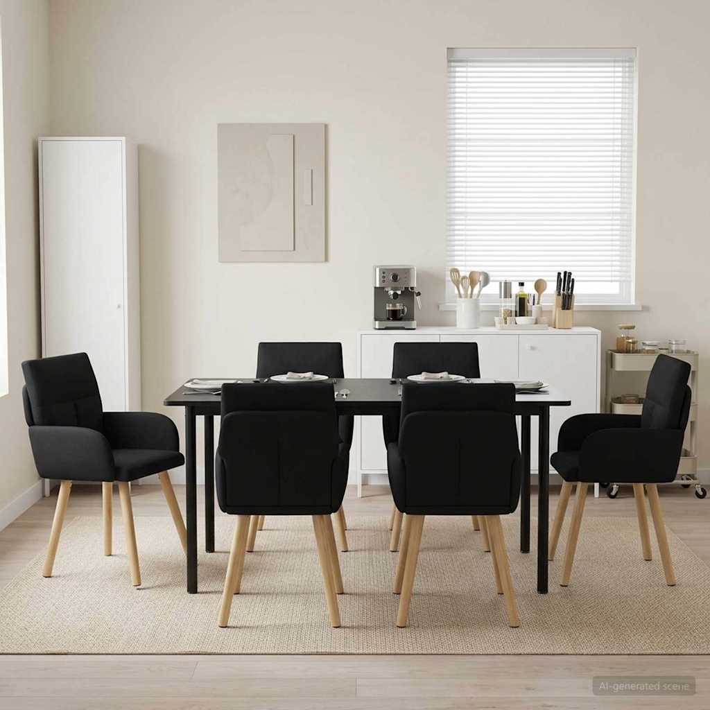 vidaXL Καρέκλες φαγητού 6 pcs Ύφασμα Μαύρο 60 x 56 x 96 εκ