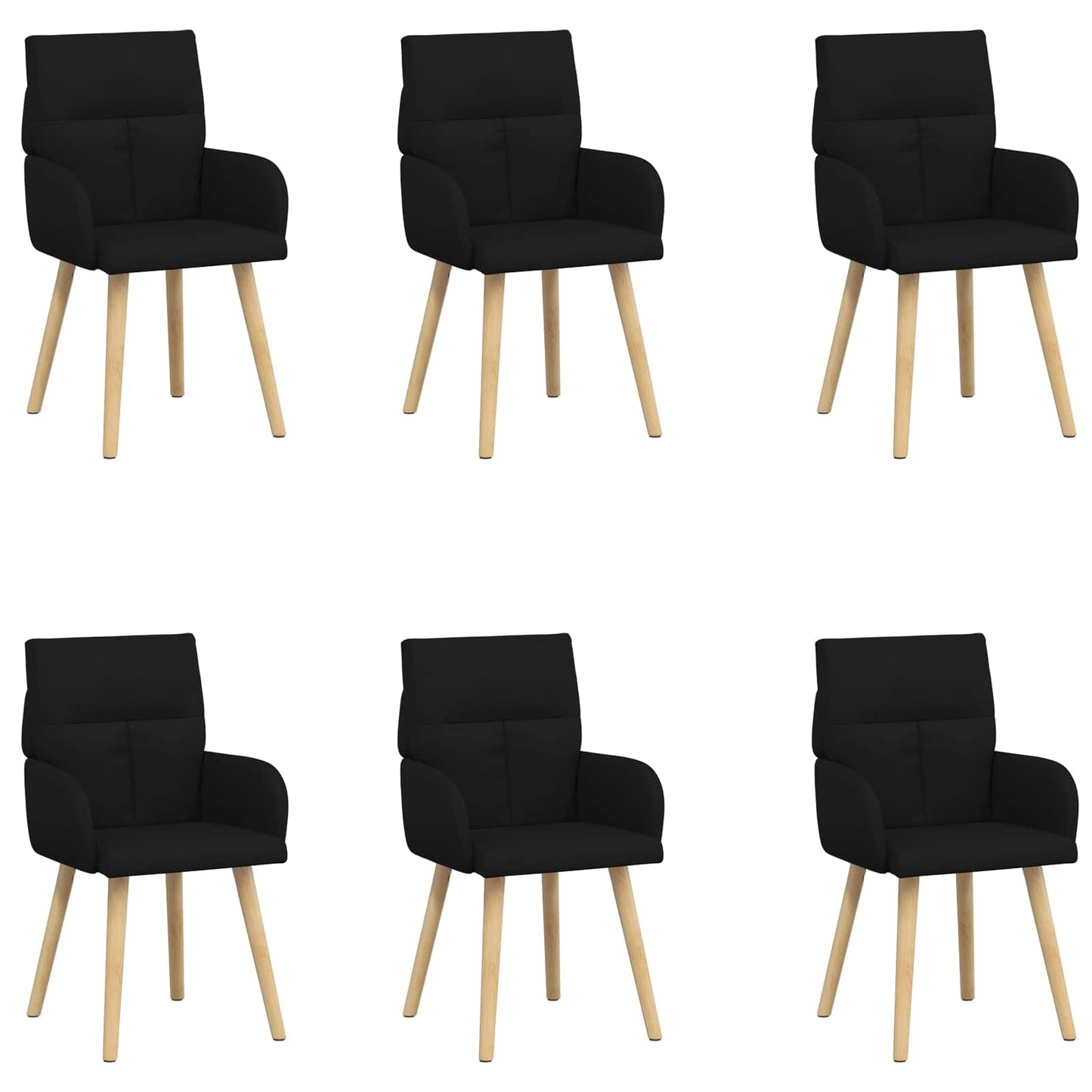 vidaXL Καρέκλες φαγητού 6 pcs Ύφασμα Μαύρο 60 x 56 x 96 εκ