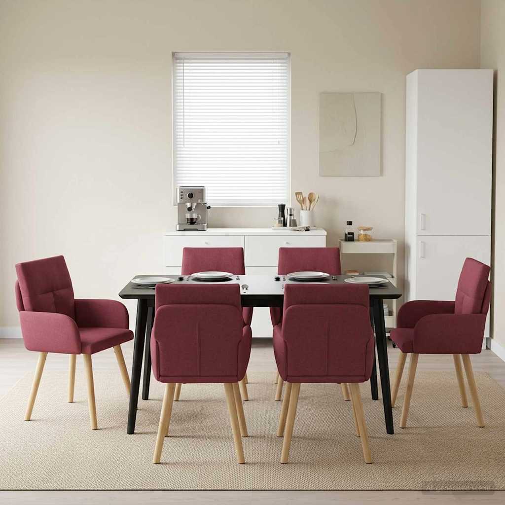 vidaXL Καρέκλες φαγητού 6 pcs Ύφασμα Κόκκινο 60 x 56 x 96 εκ