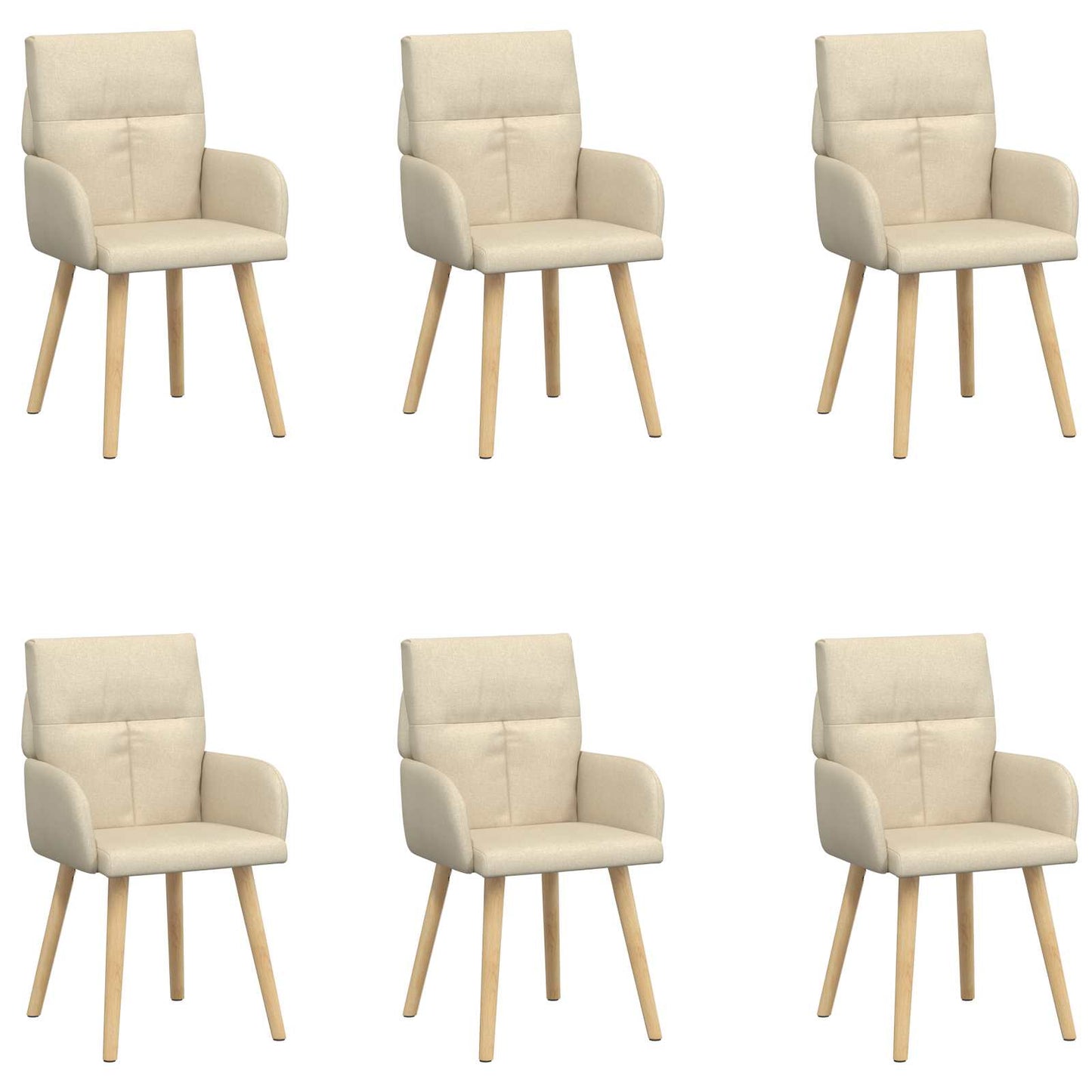 vidaXL Καρέκλες φαγητού 6 pcs Ύφασμα Κρεμ 60 x 56 x 96 εκ