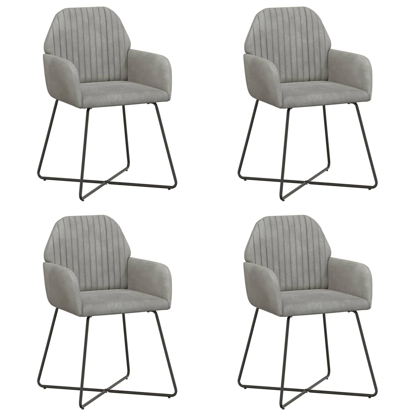 vidaXL Καρέκλες φαγητού 4 pcs Βελούδο Ανοιχτό γκρι 55 x 50 x 84 εκ.