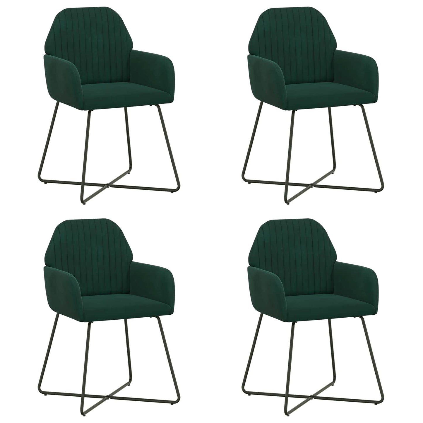 vidaXL Καρέκλες φαγητού 4 pcs Βελούδο Σκούρο Πράσινο 55 x 50 x 84 εκ.