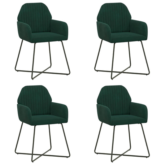 vidaXL Καρέκλες φαγητού 4 pcs Βελούδο Σκούρο Πράσινο 55 x 50 x 84 εκ.