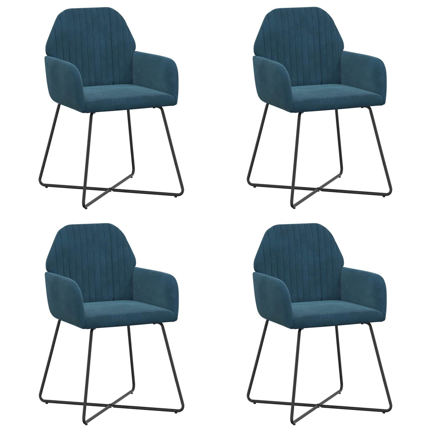 vidaXL Καρέκλες φαγητού 4 pcs Βελούδο Μπλε 55 x 50 x 84 εκ.