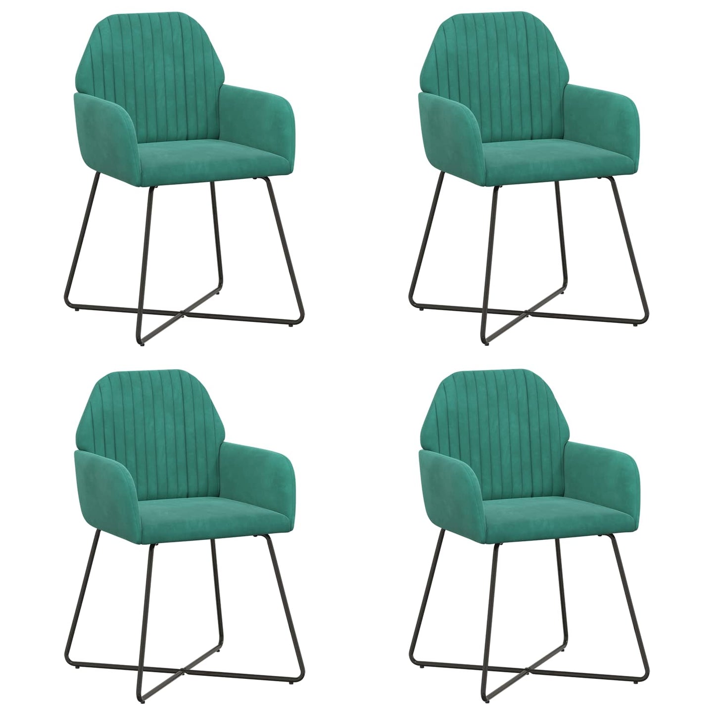 vidaXL Καρέκλες φαγητού 4 pcs Βελούδο Τιρκουάζ 55 x 50 x 84 εκ.
