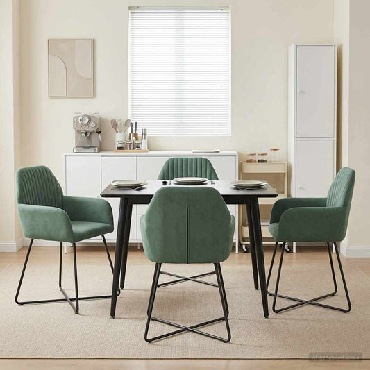vidaXL Καρέκλες φαγητού 4 pcs Βελούδο Θαλασσί 55 x 50 x 84 εκ.