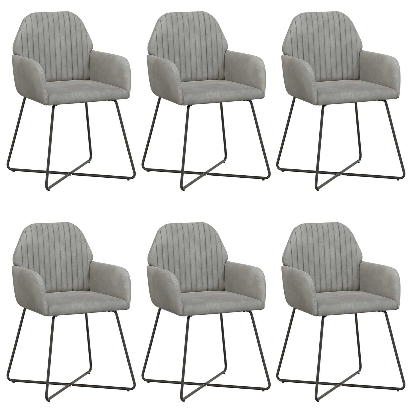 vidaXL Καρέκλες φαγητού 6 pcs Βελούδο Ανοιχτό γκρι 55 x 50 x 84 εκ.
