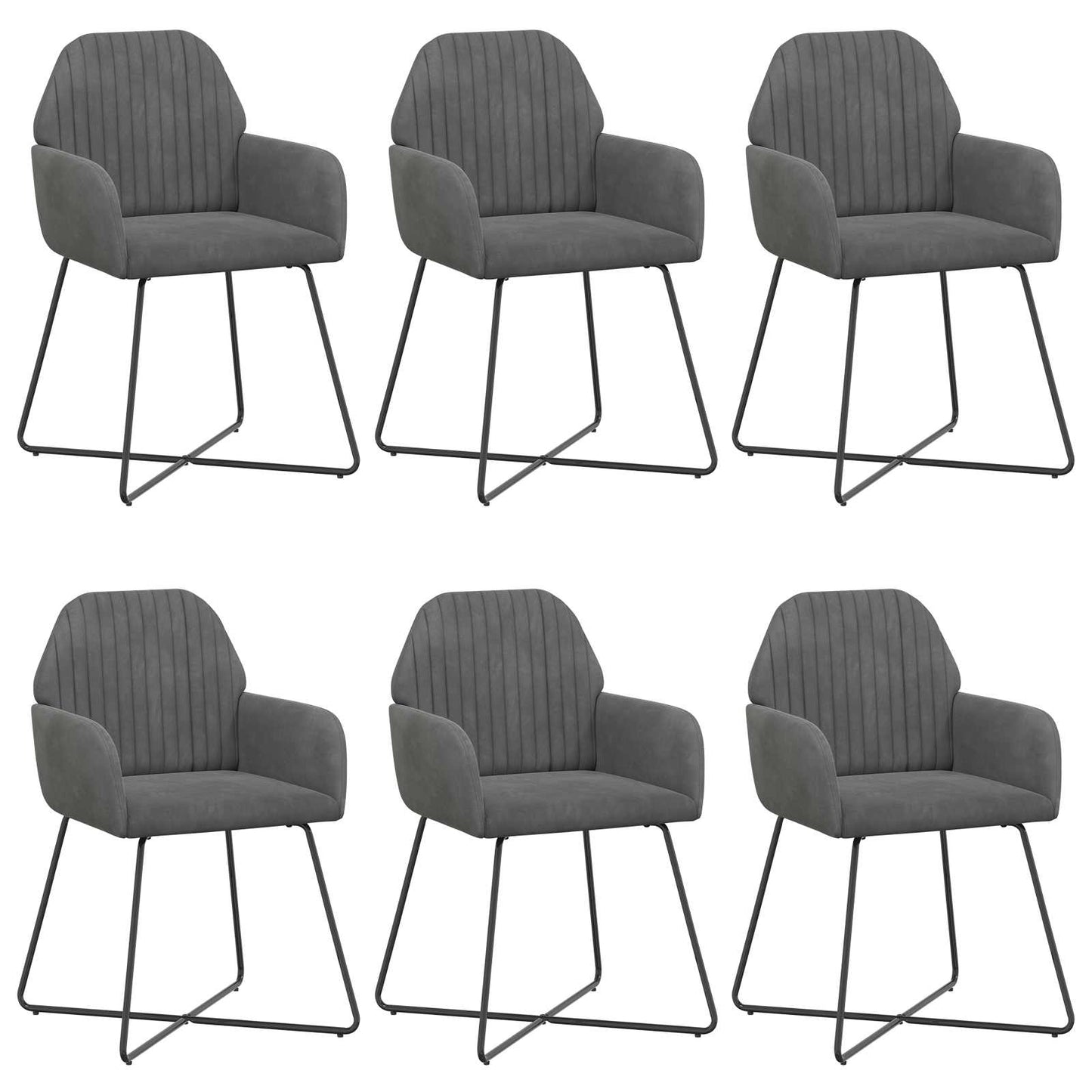 vidaXL Καρέκλες φαγητού 6 pcs Βελούδο Σκούρο Γκρι 55 x 50 x 84 εκ.