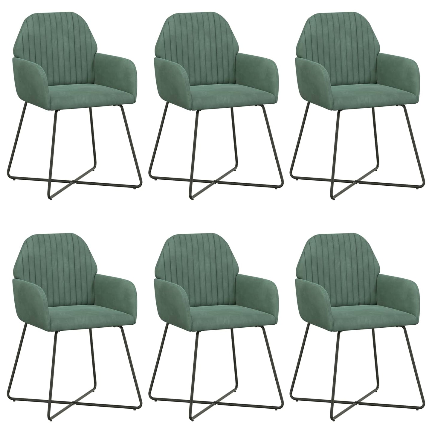 vidaXL Καρέκλες φαγητού 6 pcs Βελούδο Θαλασσί 55 x 50 x 84 εκ.