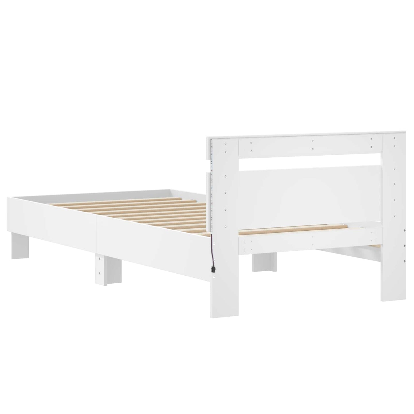 vidaXL Κρεβάτι με φωτισμό LED Λευκό 80 x 200 cm Επεξεργασμένο Ξύλο