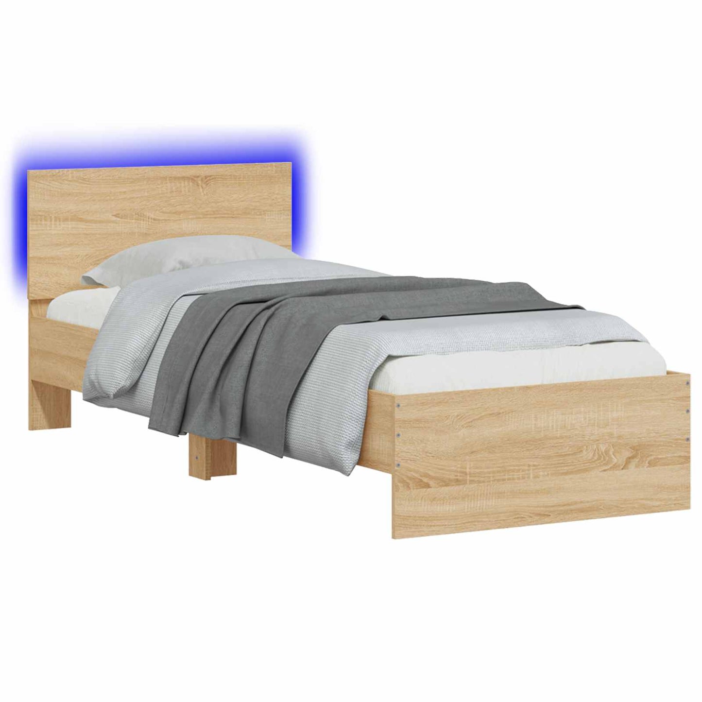vidaXL Κρεβάτι με φωτισμό LED Sonoma Δρυς 80 x 200 cm