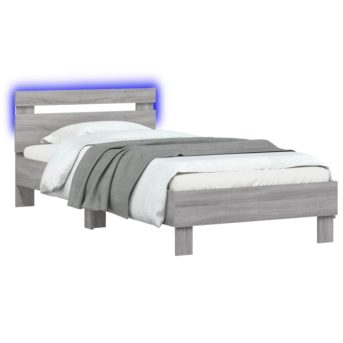 vidaXL Κρεβάτι με φωτισμό LED Γκρι Sonoma 80 x 200 cm