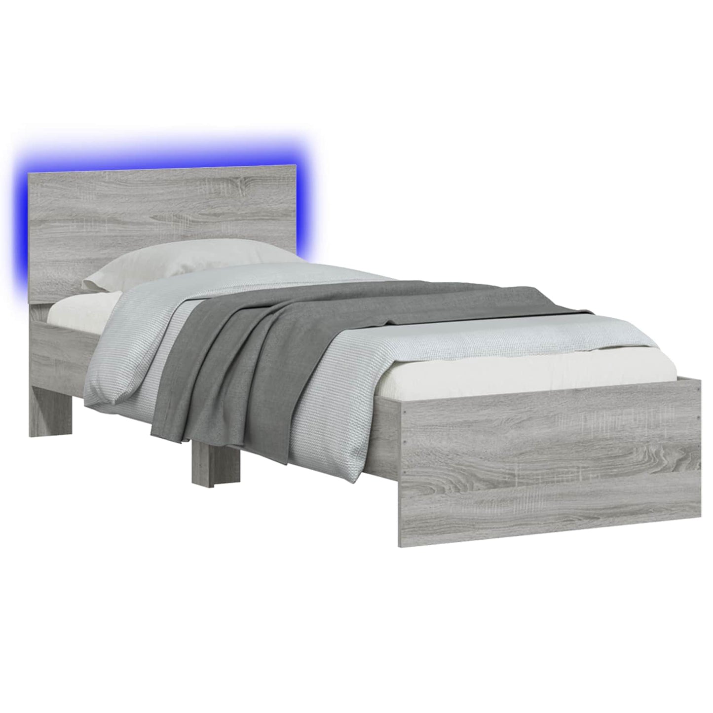 vidaXL Κρεβάτι με φωτισμό LED Γκρι Sonoma 80 x 200 cm