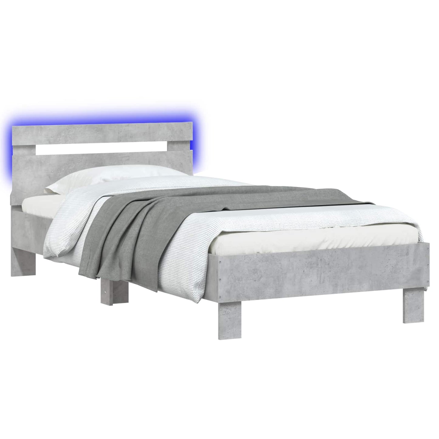 vidaXL Κρεβάτι με φωτισμό LED Γκρι Σκυροδέματος 80 x 200 cm