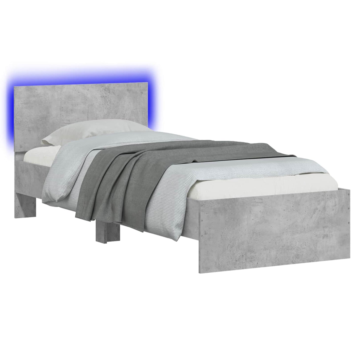 vidaXL Κρεβάτι με φωτισμό LED Γκρι Σκυροδέματος 80 x 200 cm