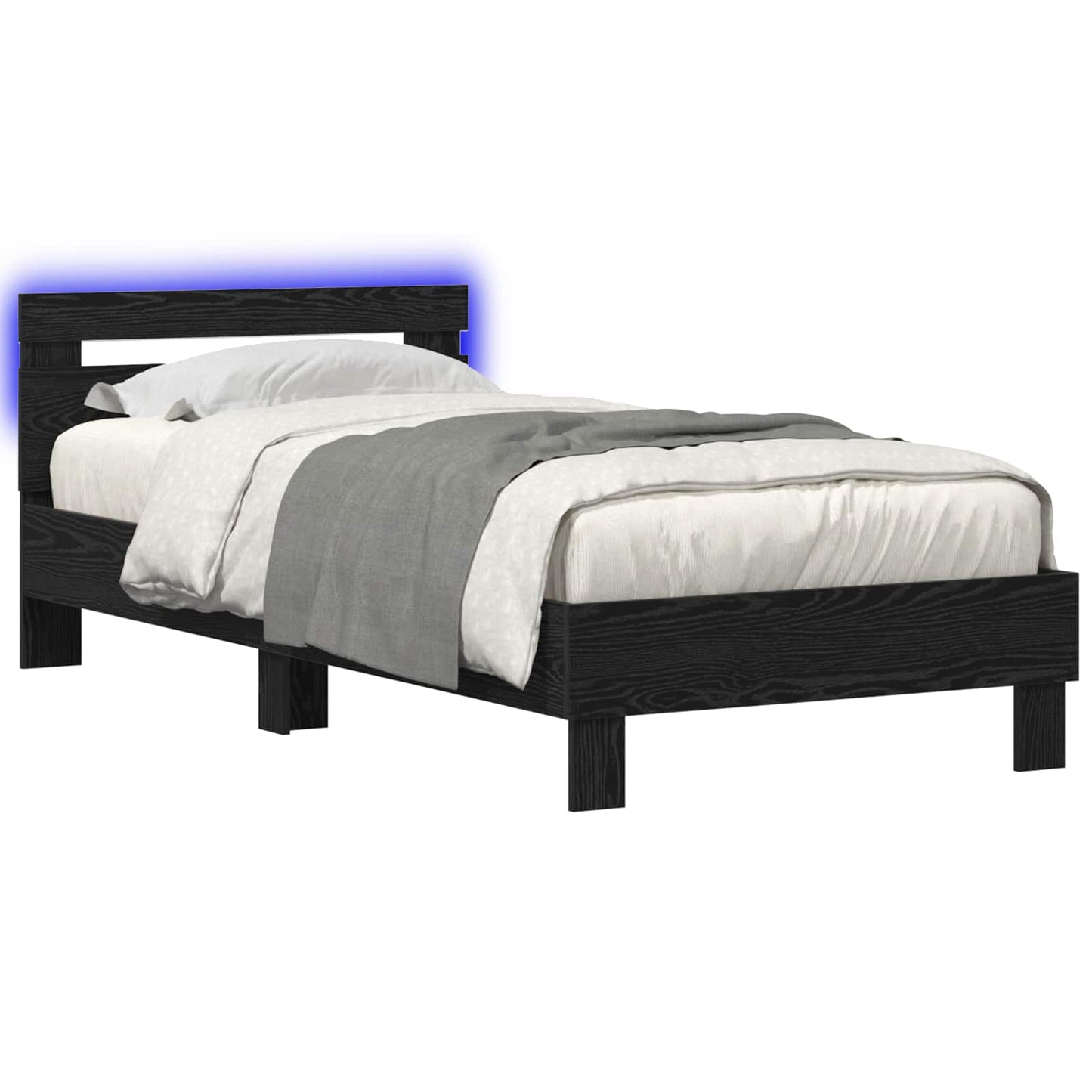 vidaXL Κρεβάτι με φωτισμό LED Μαύρη Δρυς 80 x 200 cm