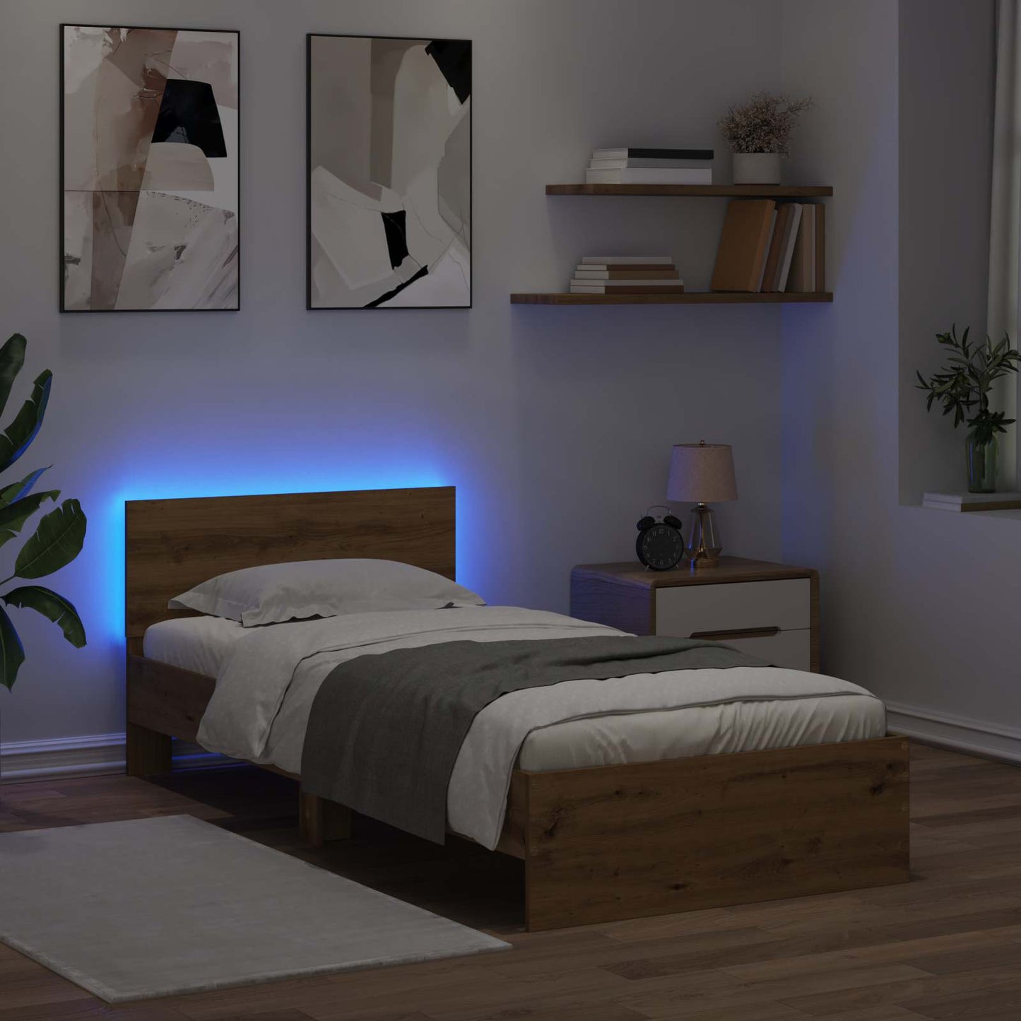 vidaXL Κρεβάτι με φωτισμό LED Artisian Δρυς 80 x 200 cm
