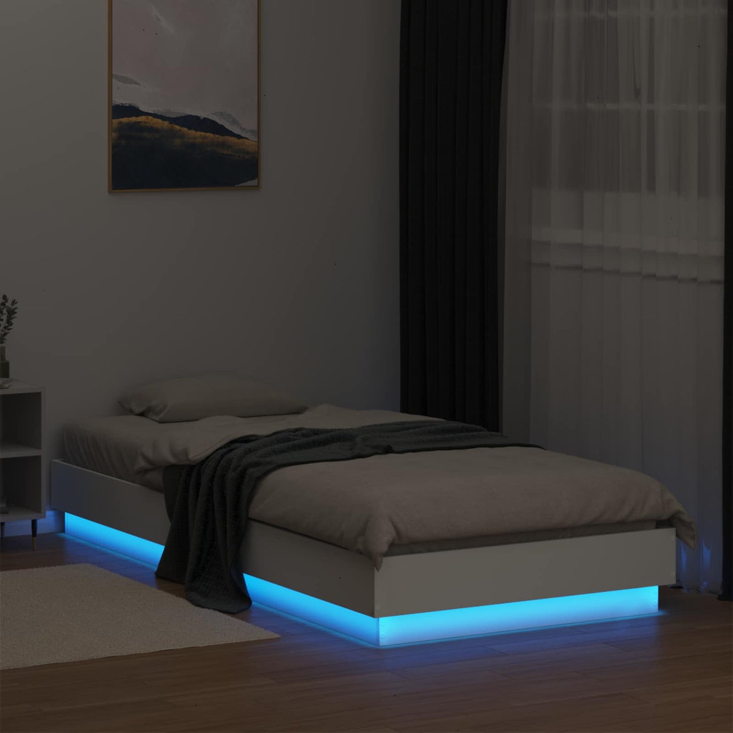 vidaXL Κρεβάτι με φωτισμό LED Λευκό 80 x 200 cm Επεξεργασμένο Ξύλο