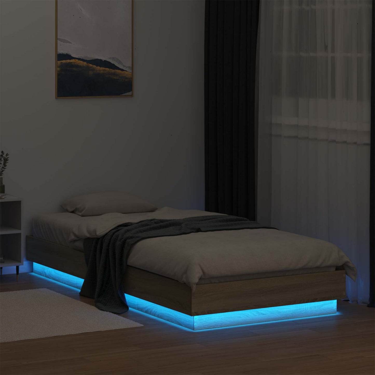 vidaXL Κρεβάτι με φωτισμό LED Sonoma Δρυς 80 x 200 cm