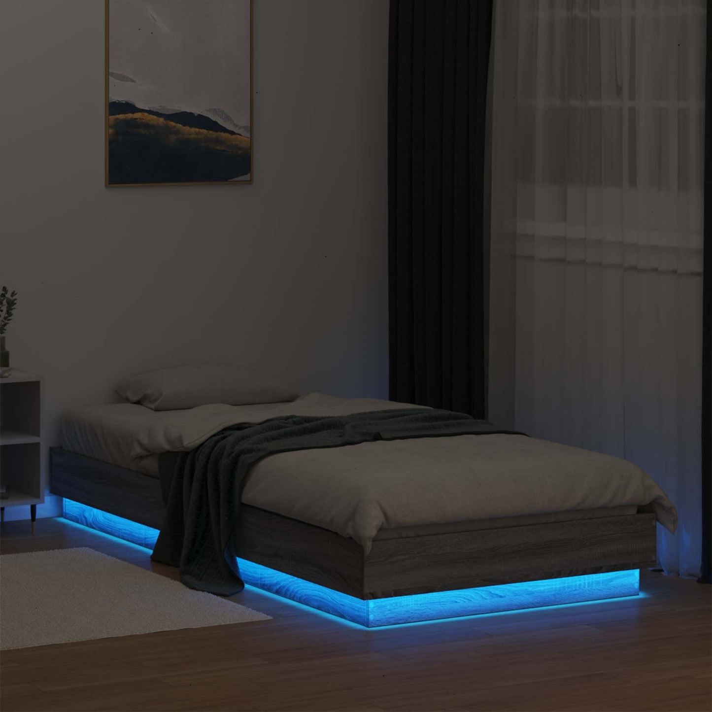 vidaXL Κρεβάτι με φωτισμό LED Γκρι Sonoma 80 x 200 cm
