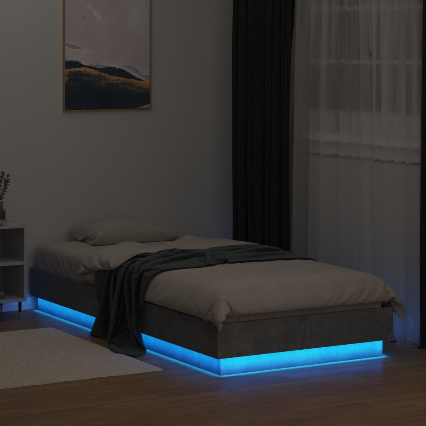 vidaXL Κρεβάτι με φωτισμό LED Γκρι Σκυροδέματος 80 x 200 cm