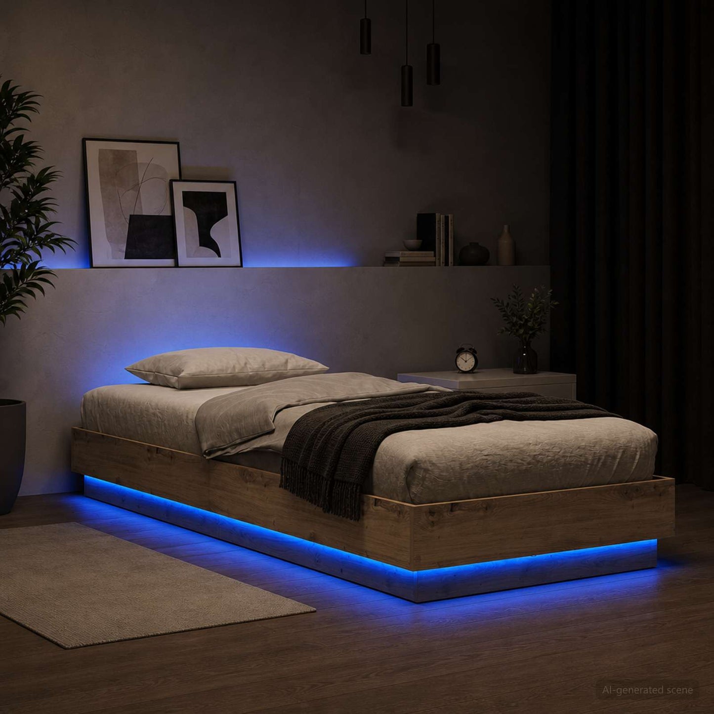 vidaXL Κρεβάτι με φωτισμό LED Artisian Δρυς 80 x 200 cm