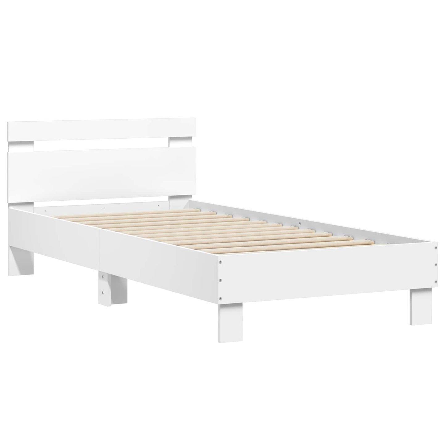 vidaXL Κρεβάτι με Κεφαλάρι Λευκό 80 x 200 cm Επεξεργασμένο Ξύλο