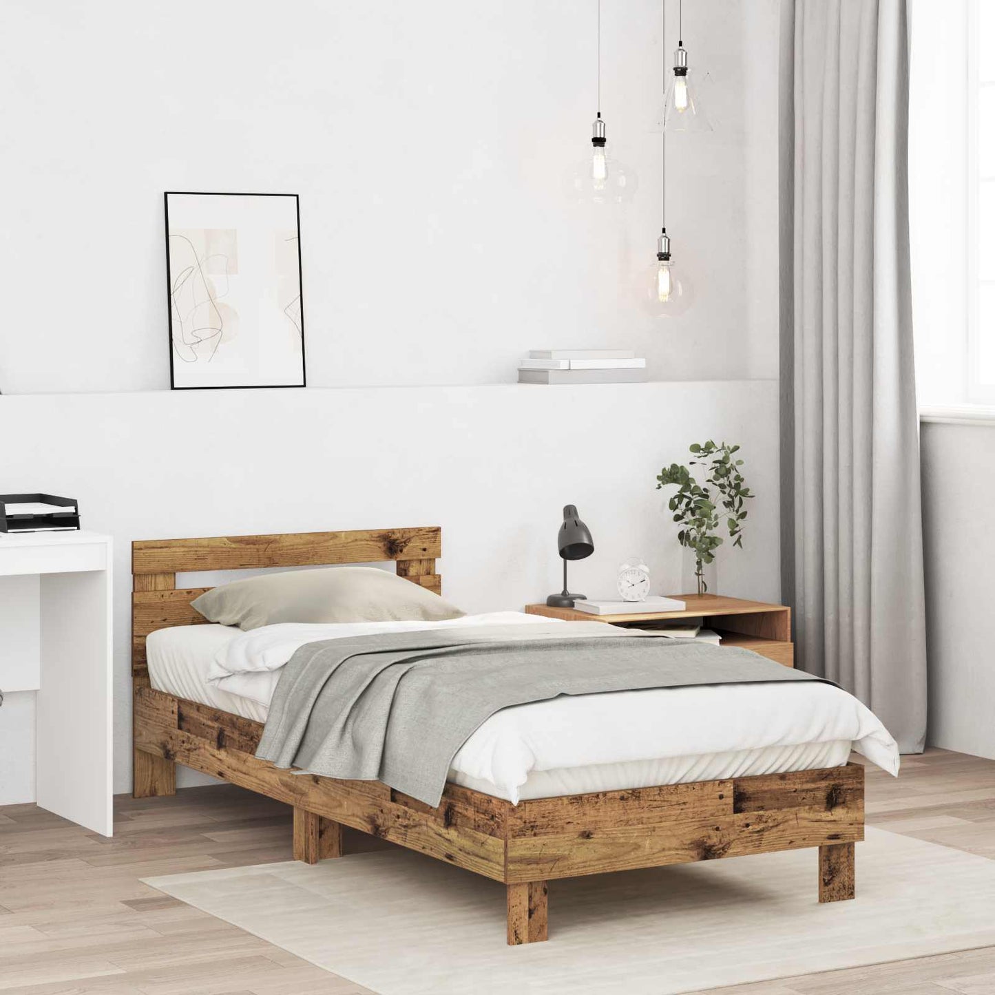 vidaXL Κρεβάτι με Κεφαλάρι Παλαιωμένο ξύλο 80 x 200 cm