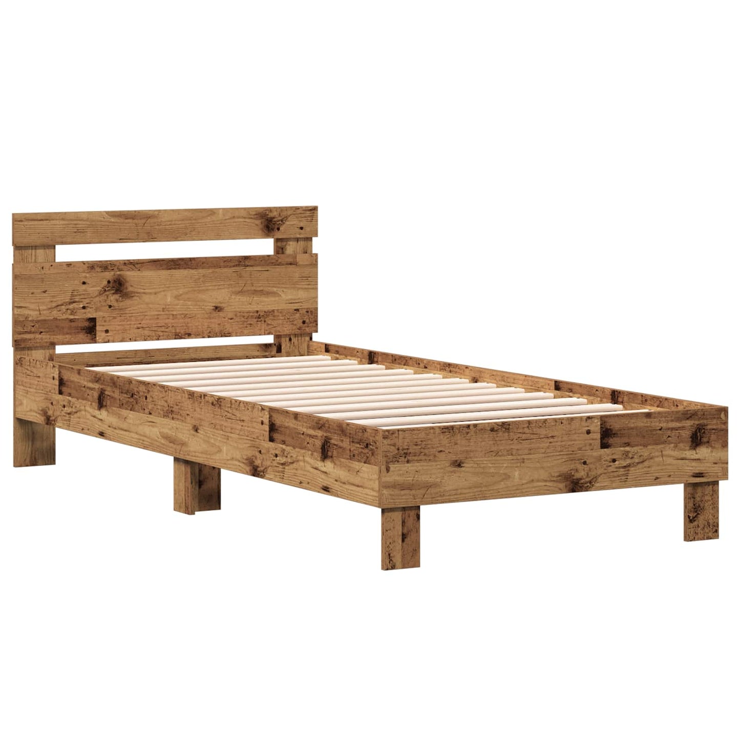 vidaXL Κρεβάτι με Κεφαλάρι Παλαιωμένο ξύλο 80 x 200 cm