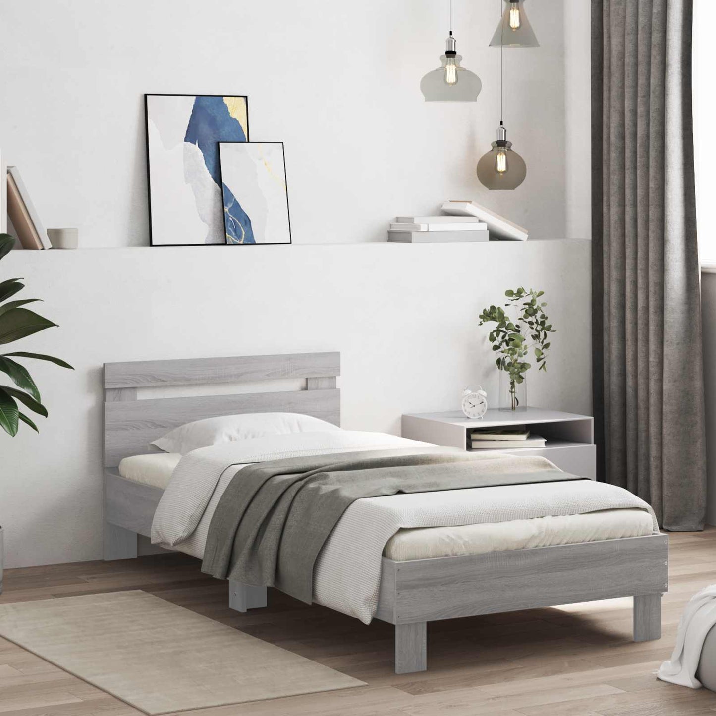 vidaXL Κρεβάτι με Κεφαλάρι Γκρι Sonoma 80 x 200 cm Επεξεργασμένο Ξύλο