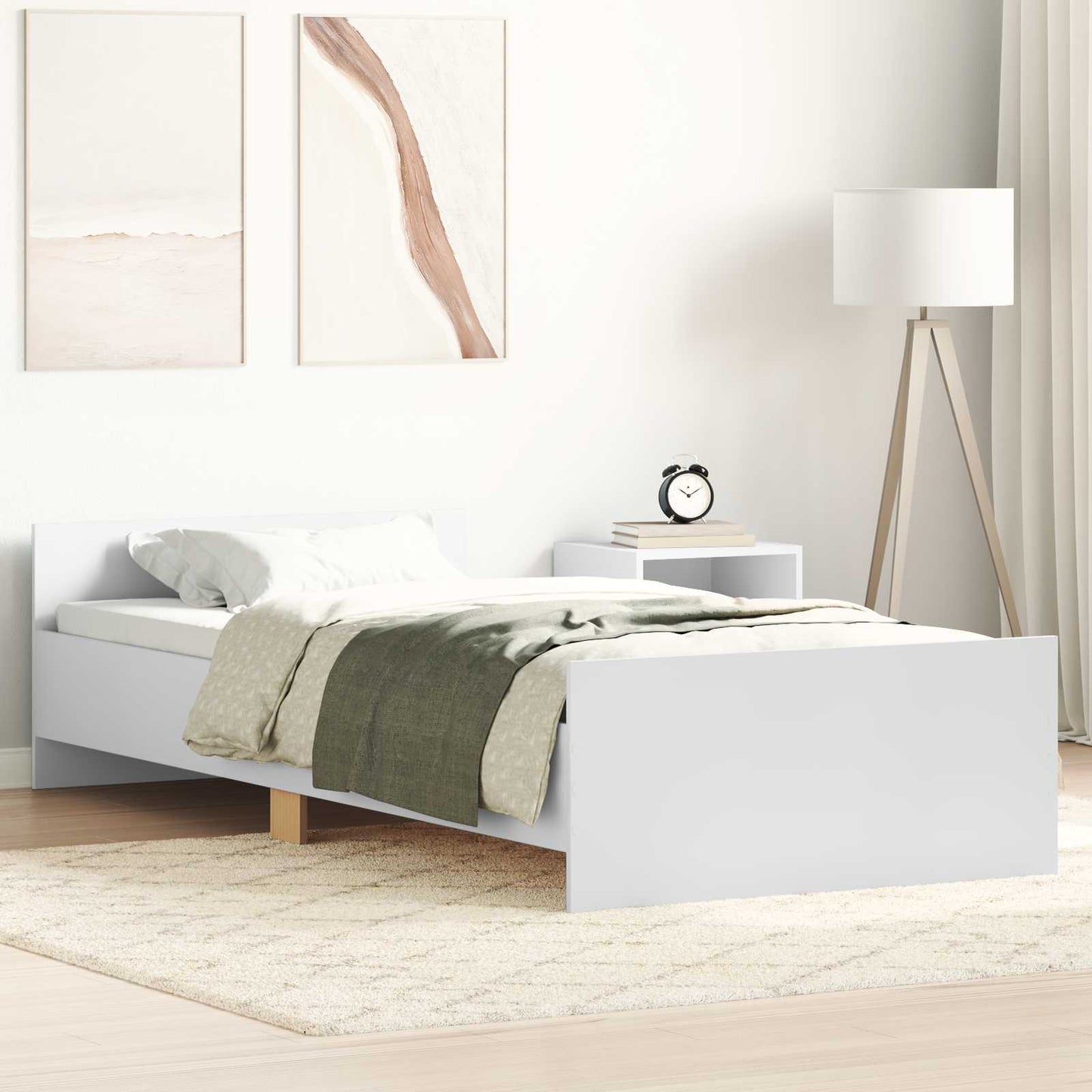 vidaXL Κρεβάτι με Κεφαλάρι Λευκό 80 x 200 cm Επεξεργασμένο Ξύλο