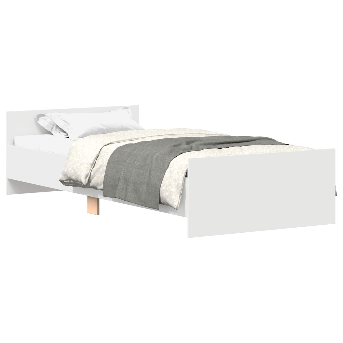 vidaXL Κρεβάτι με Κεφαλάρι Λευκό 80 x 200 cm Επεξεργασμένο Ξύλο